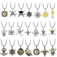 thumbnail image 2 of Collar de Anime One Piece, colgante de sombrero de calavera pirata Luffy Ace, cadena de cuentas, gargantilla para hombre, collares de dibujos animados, amuleto, regalo, joyería, collares--bronce zhuli, 2 of 4
