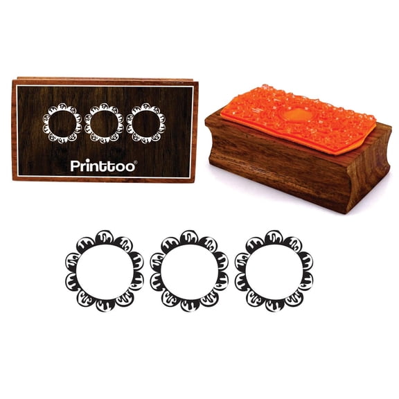 Printtoo Scrap-Booking Round Floral Frame Rectangular Wooden Rubber Stamp Block
