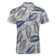 thumbnail image 4 of Navy Blue Grey Leaf Men Zipper T-shirt Summer Casual Short Sleeve T-shirt Top, 4 of 7