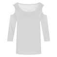 thumbnail image 3 of Summer Tops for Women Sleeve Shirt Medium Sleeve Short Tee Shirt Women Short Raglan Tee Womens Summer Shirts Loose Fit S Tops Womens Hiking Shirts Top Running Long White L, 3 of 5