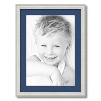 ArtToFrames 17x23 Matted Picture Frame with 13x19 Single Mat Photo Opening Framed in 1.25 Off White Wash on Ash and 2 Delft Blue Mat (FWM-4098-17x23)