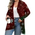 thumbnail image 2 of Women's Fall and Winter Fashion Casual Print Long Sleeve Mid-Length Cardigan Jacket, Christmas Theme for Holiday Season,Dark Green,5XL, 2 of 6