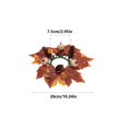 thumbnail image 3 of Fall Taper Candle Rings, Mini Thanksgiving Taper Candle Holder Wreaths Autumn Harvest Table Centerpieces Decor For Farmhouse 3In Brown, 3 of 6