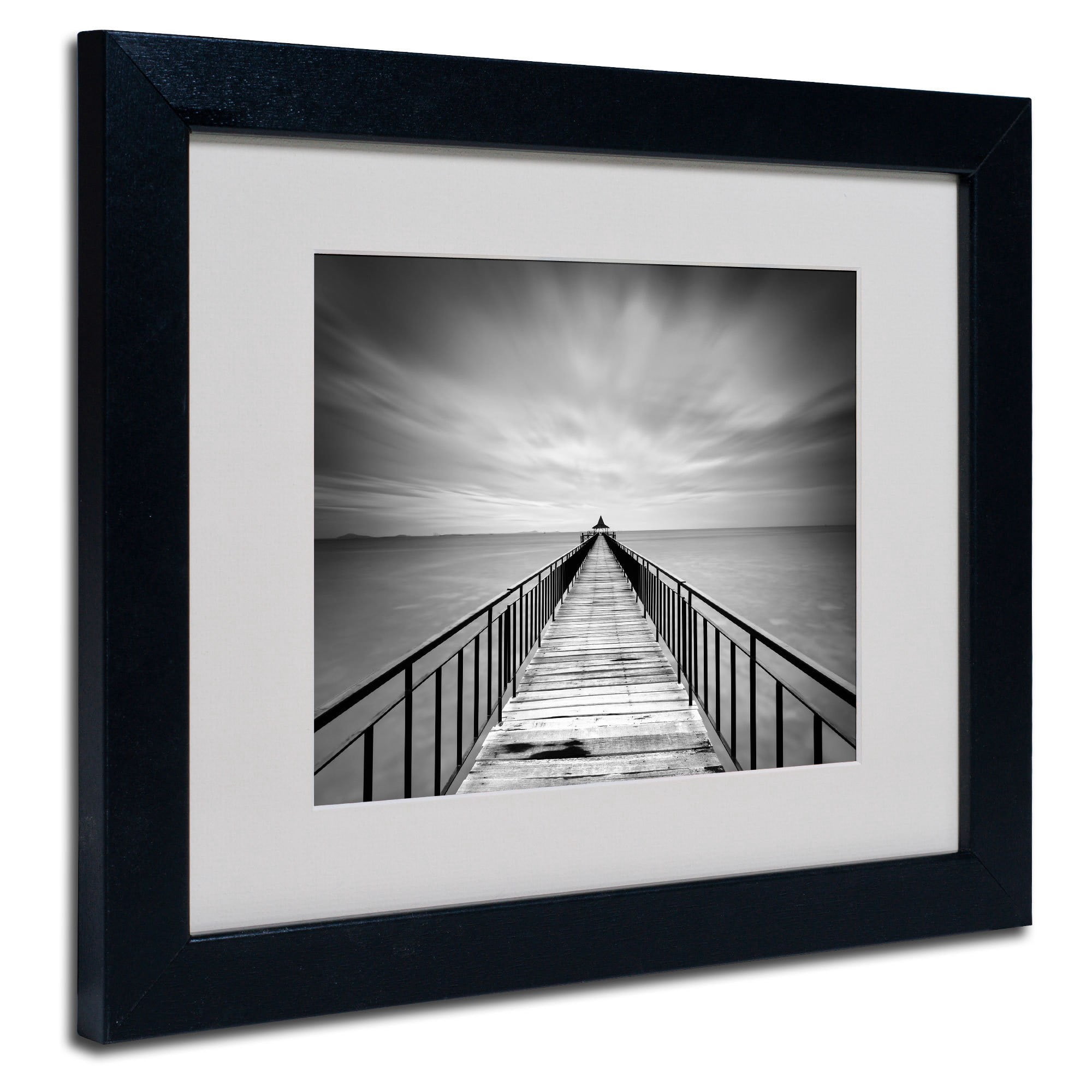 Matted art under acrylic in a black frame