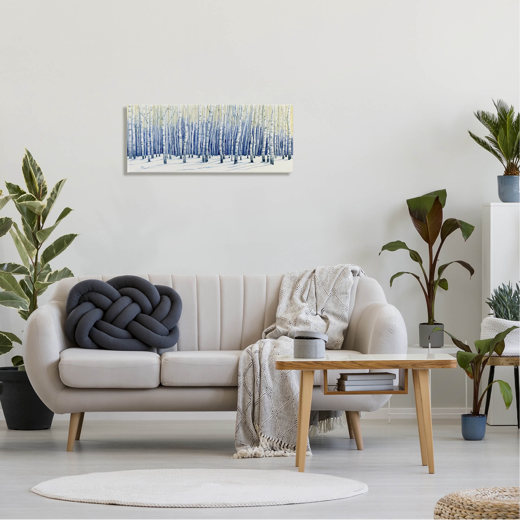 Looming Winter Birch Trees Landscape Graphic Art Gallery Wrapped Canvas Print Wall Art