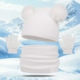 thumbnail image 2 of UngA Toddler Winter Hat Gloves Scarf Set, Kids Beanie Hat Neck Warmer Mittens Fleece Lined Set (White,2-12 Years), 2 of 6