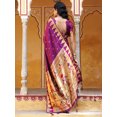 thumbnail image 4 of Janasya Women's Wine Paithani Silk Ethnic Motifs Saree with Unstitched Blouse Piece, 4 of 4