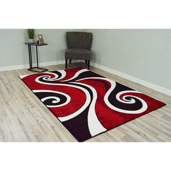 Planet Rugs Premium 3D Thick Abstract Indoor Area Rug 327 Red 5'3''x7'6''