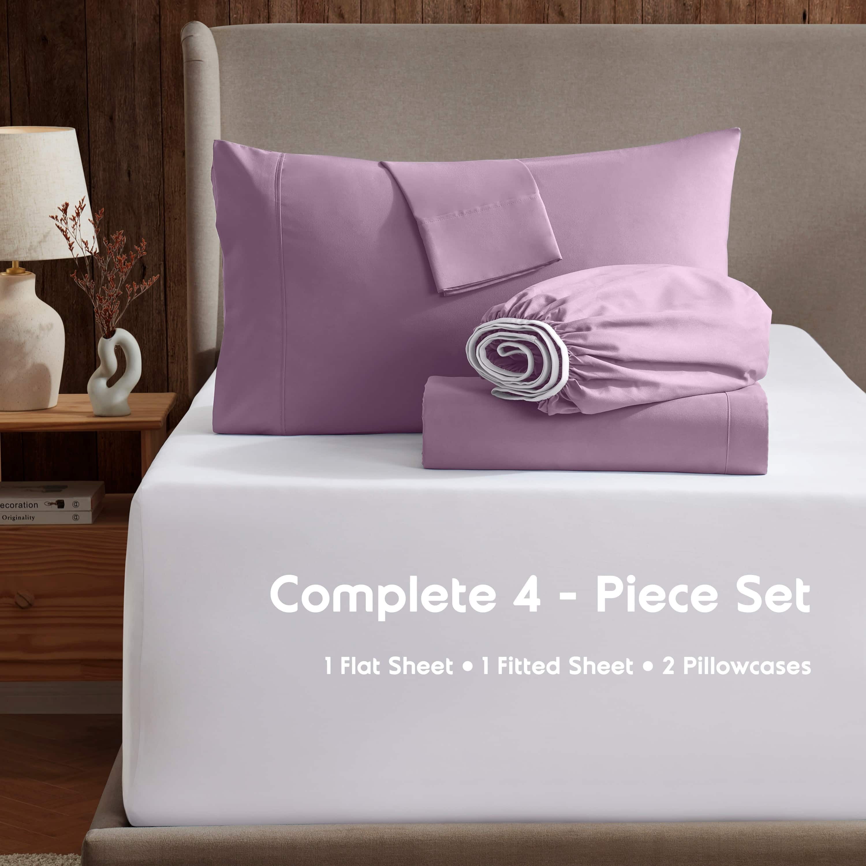 LammaLoe Extra Deep Pocket Twin XL Sheets set, Fits 18"-24" Mattress, 4 Piece Soft Microfiber Bed Sheet Sets, Lavender Dream