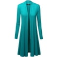 thumbnail image 4 of Made by Johnny Women's Solid Long Sleeve Open Front Long Cardigan M JADE, 4 of 6