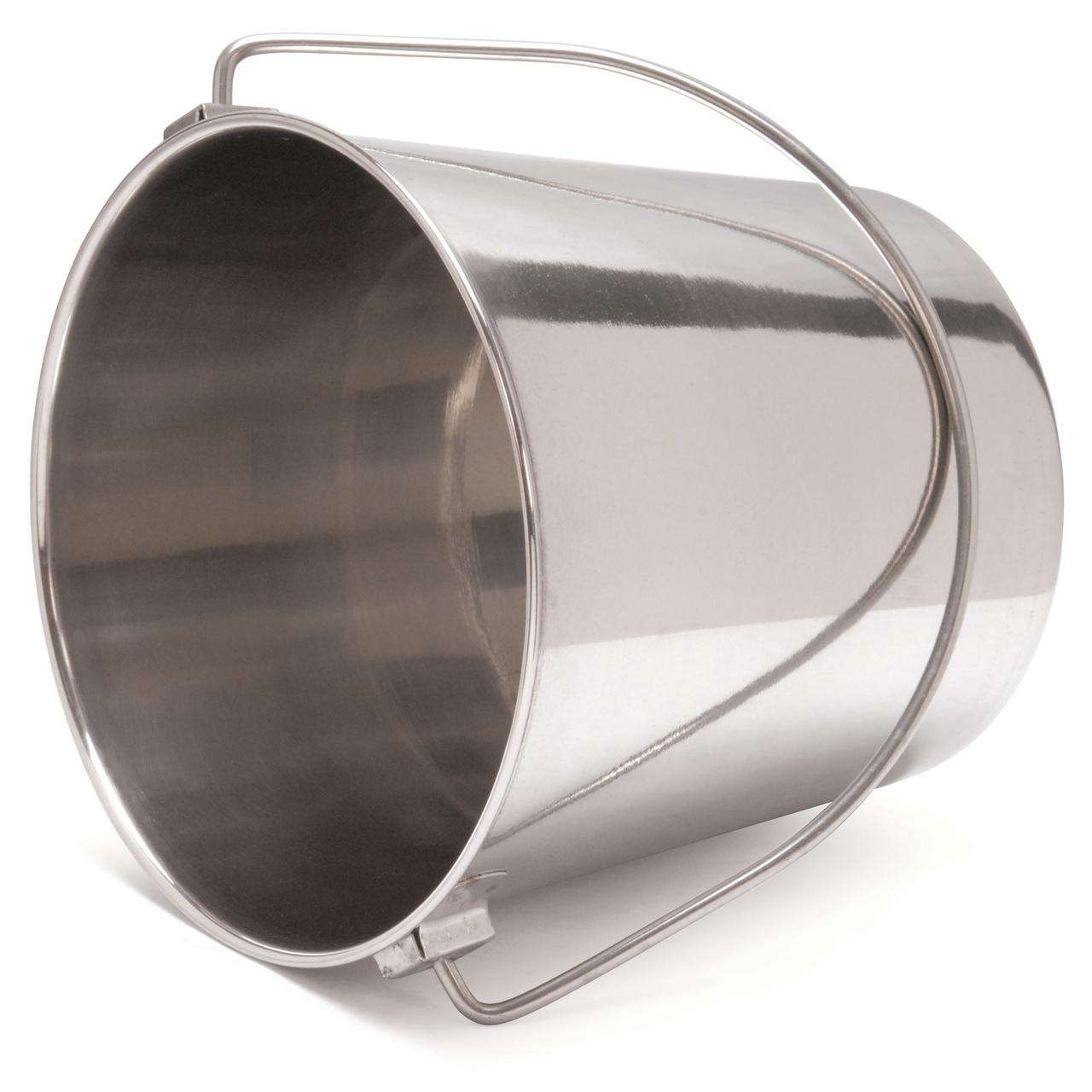 Bonka Bird Toys 800108 Stainless Steel 4 Quart Flat Sided Pail - Water/Food Bucket For Dog Kennel Or Farm