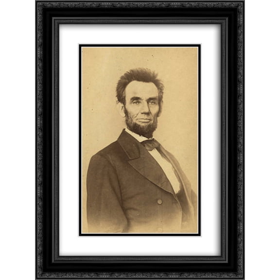 Portrait of President Abraham Lincoln, half-length, facing front 18x24 Double Matted Black Ornate Framed Art Print