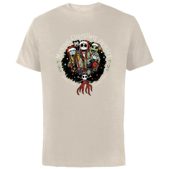 Disney Nightmare Before Christmas Making Christmas FRIGHT - Short Sleeve Cotton T-Shirt for Adults - Customized-Natural