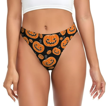 Adobk Halloween Pumpkins Print Seamless Women Underwear Thongs No Show Ladies Thong No Line Breathable Comfortable Panties Undies for Women-X-Small
