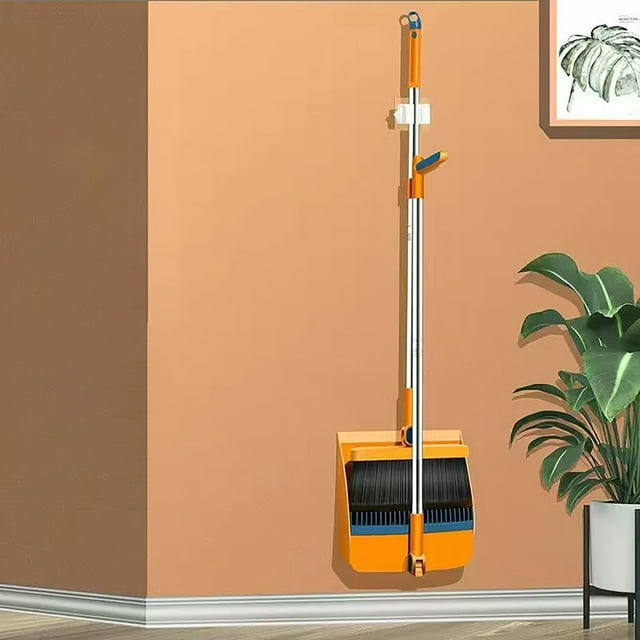Broom and Dustpan Set for Home, Dustpan and Broom Set, 180° Rotating Broom Combo, Indoor&Outdoor Sweeping, Standing Dustpan and Broom for Home Kitchen Room Office Lobby Floor