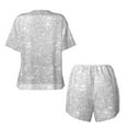 thumbnail image 6 of "Wukai Silver Glitter Women's Pajama Set - Short-Sleeve Top and Shorts with Elastic Waistband and Pockets for Loungewear, Yoga, and Casual Wear-Medium, 6 of 8