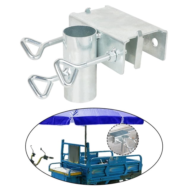 Abrazadera fija para sombrilla, soporte de base para sombrilla de playa, pesca, patio, portón trasero, barandilla de poste de patio, camioneta pequeña