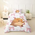 thumbnail image 2 of Erosebridal Cartoon Animals Capybara Twin Bedding,Cute Bowknots Kawaii Floral Duvet Cover Set For Kids Girls ,Reversible Pink 2 Pieces,No Comforter, 2 of 6