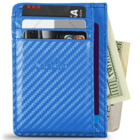 Vegan Leather RFID Blocking Credit Card Holder Slim Front Pocket Wallets for Men