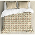 thumbnail image 1 of Botanical Duvet Cover Set Queen Size, Colorful Leaves Pattern in Symmetrical Design Retro Floral Motifs, Decorative 3 Piece Bedding Set with 2 Pillow Shams, Eggshell and Multicolor, by Ambesonne, 1 of 3
