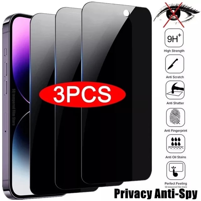 Protector de pantalla de privacidad para iPhone 14 PRO MAX, vidrio antiespía para iPhone 13 12 11 XS Max XR 7 8 Plus SE 2022, vidrio templado, 3 uds. Dengxun unisex
