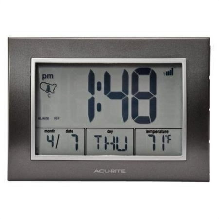 3 X 5 Extra Large Battery Powered Atomic Desk Clock Platinum