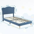 thumbnail image 3 of Huisuilinss Twin Size Bed Frame,Upholstered Bed Frame,Full Bed Frame,Platform Bed Frame With Velvet Scallop Headboard,No Box Spring Needed,Wooden Slats,Noise Free For Girls Boys, 3 of 8