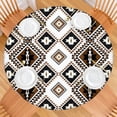 thumbnail image 2 of 44in Round Tablecloth with Elastic Edge, Waterproof Fitted Table Cover for 36-44" Tables, Boho Theme Polyester Reusable Table Cloths Wipe Clean for Picnic, Dining, Outdoor Use and Party Decor, 2 of 7