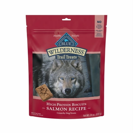 UPC: 0840243125371 | Blue Buffalo Wilderness Trail Treats High Protein Salmon Flavor Crunchy Biscuit Treats for Dogs Grain-Free 24 oz. Bag
