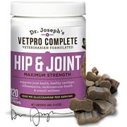 VetPro Complete Glucosamine for Dogs Hip & Joint Care - Maximum Strength Soft Chews with Chondroitin, MSM, Turmeric, Vitamin C, Omega 3 - Treats Hip Dysplasia, Arthritis, Pain - 120 Chicken Flavor