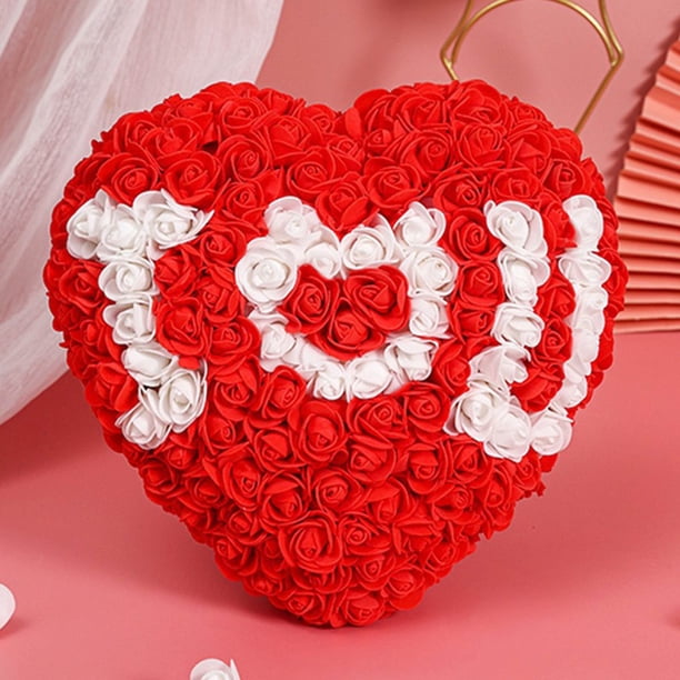 Productos decorativos Rosas preservadas en forma de corazón Regalos para San Valentín Rosa de San Valentín para mujer Bolsas de regalo de rosas para cumpleaños y Navidad Elementos esenciales para dorm