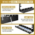 thumbnail image 7 of Premium Under Desk Cable Management Tray - Set of 2 - No Drill Under Desk Wire Management with Upgraded Clamp, Metal Cord Cable Organizer for Desks, PC Cable Management Rack – Black, 7 of 7