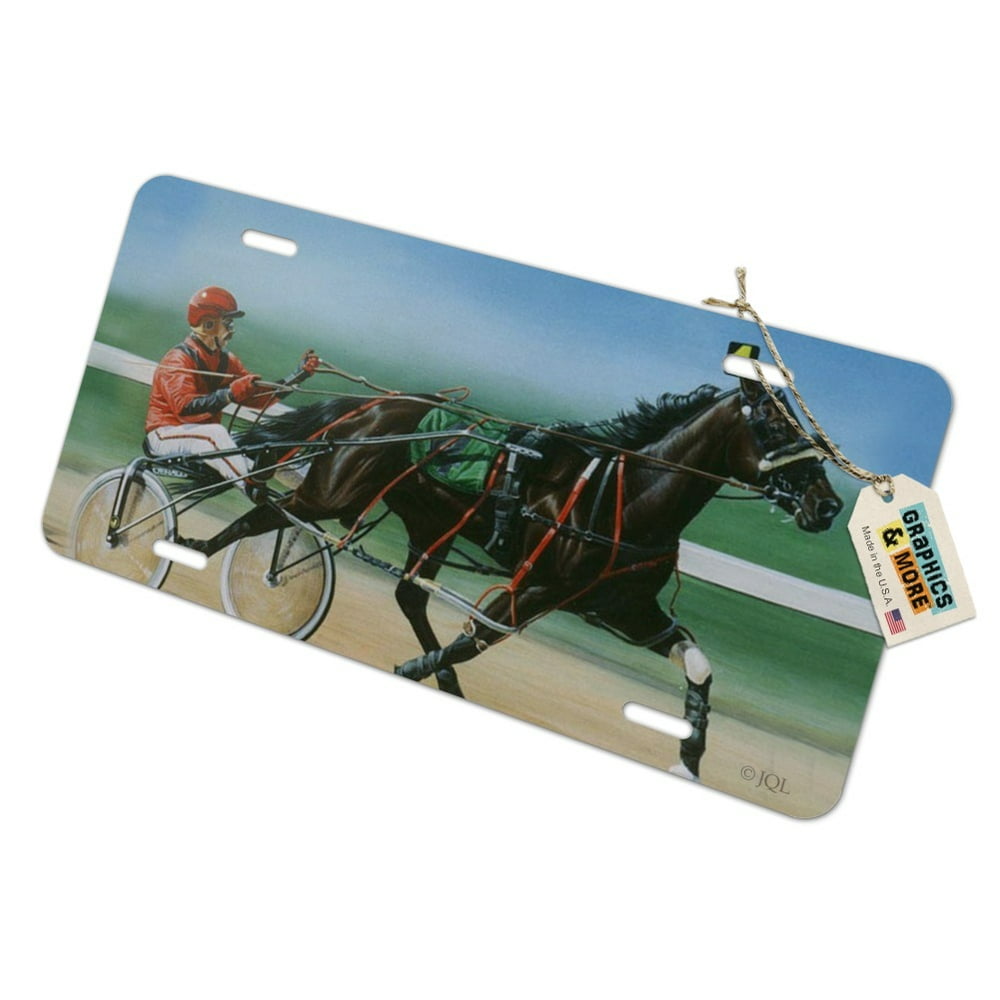Harness Racing Horse Sulky Trotter Novelty Metal Vanity Tag License