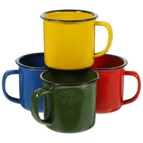 Retro Coffee Mug with Exquisite Design and AntiSlip Handle for Home Use Assorted Color Enamel 4Pcs