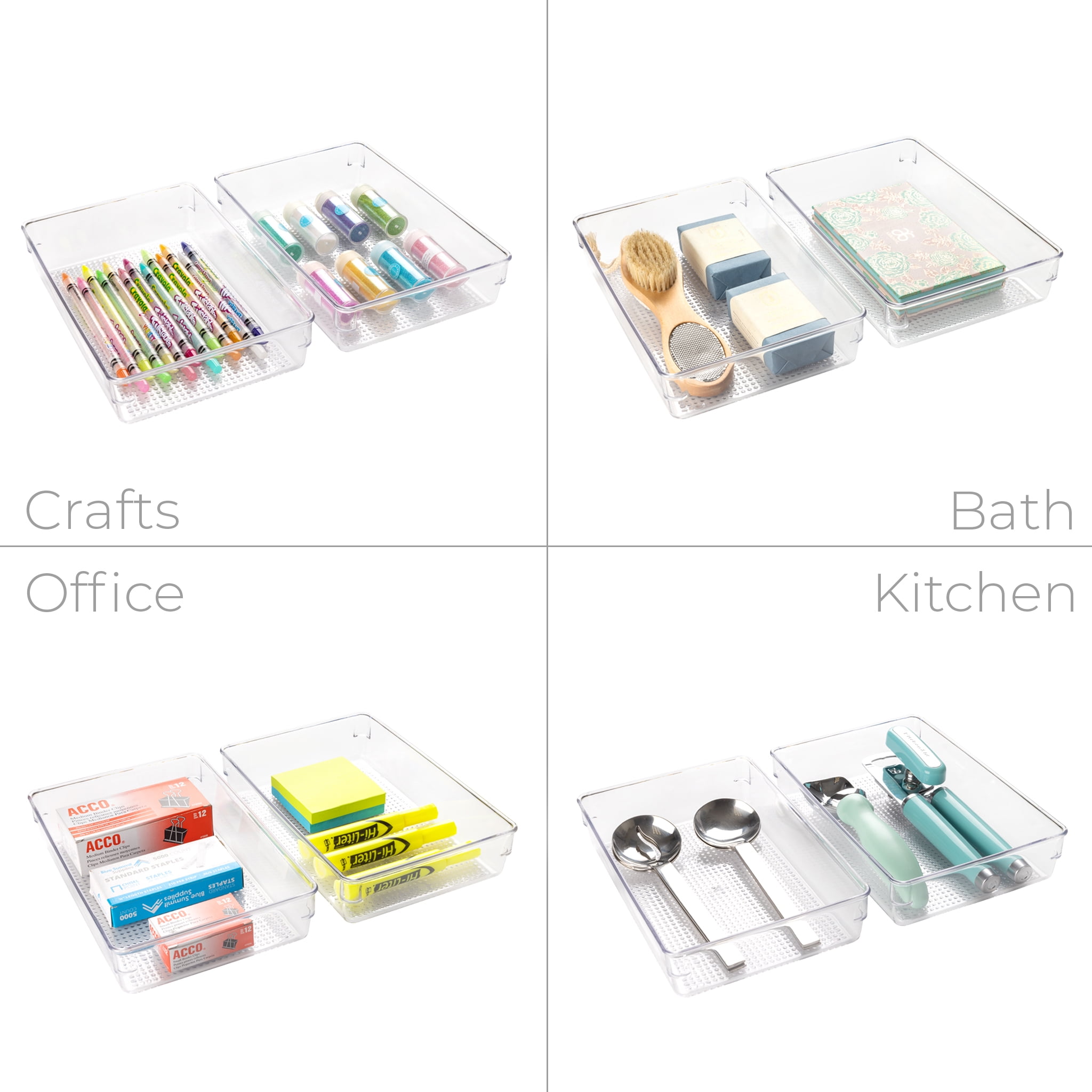 Mainstays 10-Piece Organizer Set Clear Plastic for Bathroom Storage