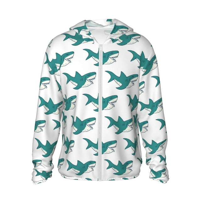 Vsdgher Sweat à Capuche Adulte Imprimé Requin pour Hommes Femmes, Manches Longues Protection Solaire Pêche pour Course Natation-Grand