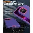 thumbnail image 5 of for iPhone 13 Pro Max Case, with Screen Protector, Dust-Proof Port Cover, Full-Body Non-Slip Silicone Rubber Covered, Military Grade Drop-Proof Shockproof Phone Case, Red/Purple, 5 of 14