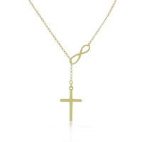 925 Sterling Silver Yellow Gold-Tone Infinity Cross Religious Pendant Necklace