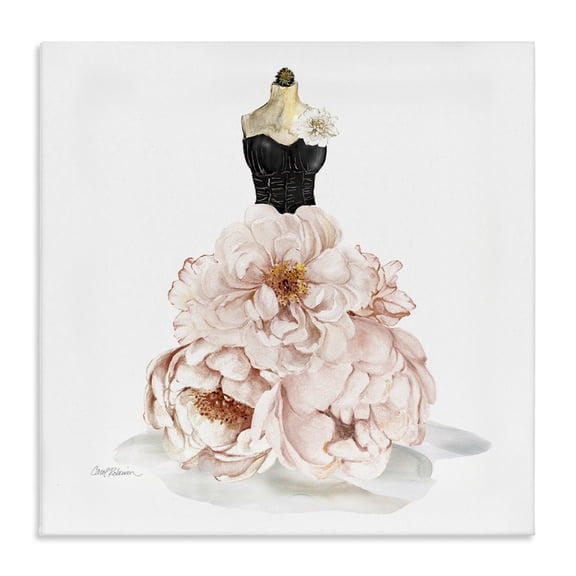 Stupell Industries Shabby Chic Pink Peonies Floral Dress Canvas Art, 17 x 17, by Carol Robinson