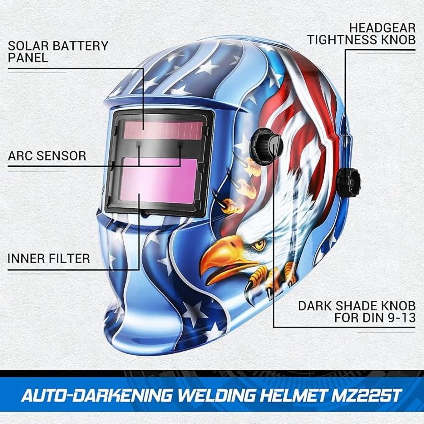 DEKO Blue Eagle Welding Helmet Auto Darkening: True Color Solar Powered Auto Darkening Welding Helmets Welder Mask Hood