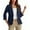 *Navy, variant on ClodeEU Womens Deep V-Neck Slim Jacket，Casual Button Front Blazer Jackets，3/4 Sleeve Lapel Office Work Blazers with Pockets Army Green,Womens Plus M