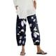 thumbnail image 1 of Pantalones Gibobby Nieve Mujer Cintura Con Bolsillo Suelto Estampado Largo Informal Azul marino M, 1 of 5