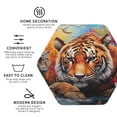 thumbnail image 3 of Honeii Colorful Plant Tiger print Leather Coaster Set of 4, ideal for safeguarding your furniture from drinks spills and effortless cleanup-Hexagon, 3 of 6