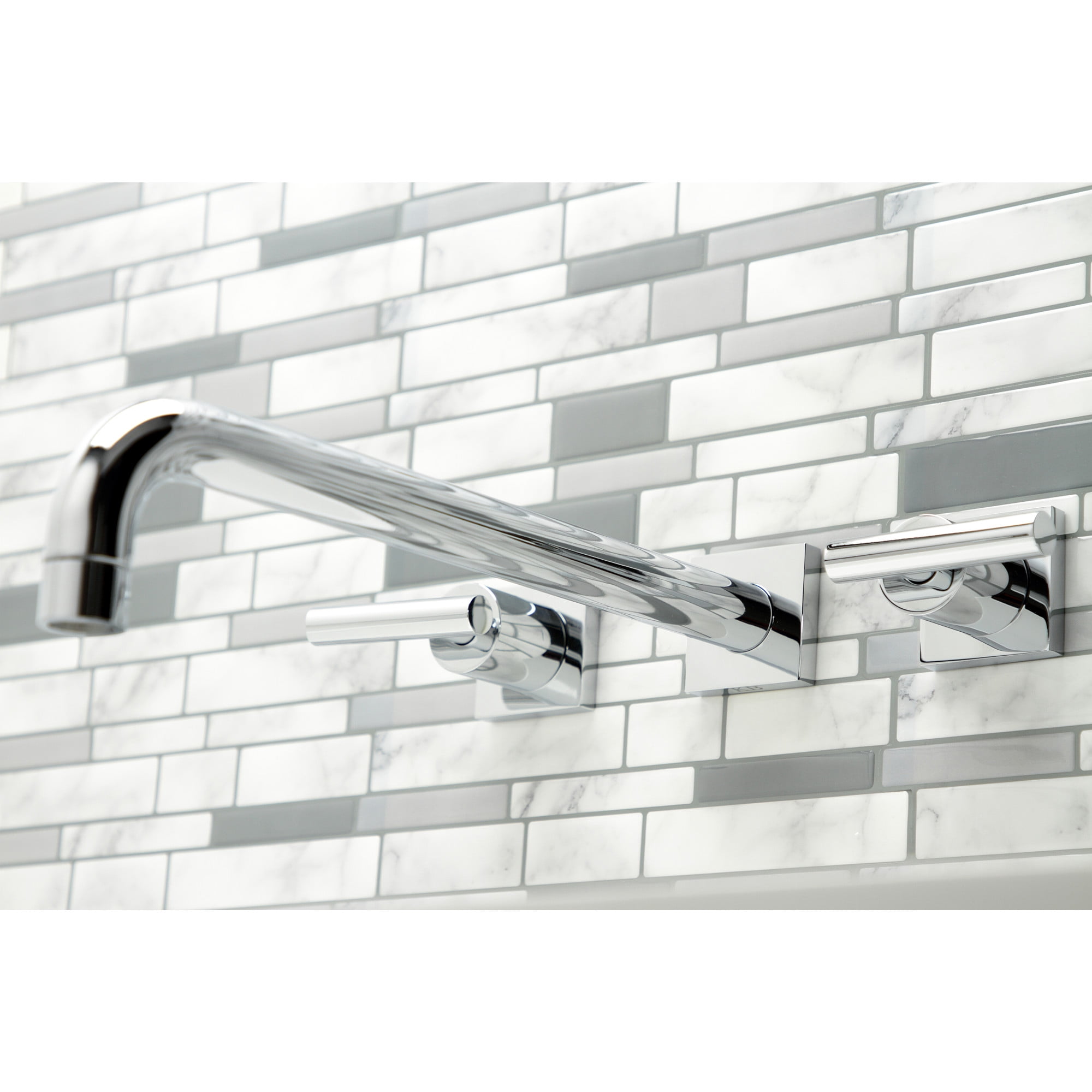Kingston Brass KS6041CML Manhattan Two-Handle Wall Mount Roman Tub Faucet, Polished Chrome