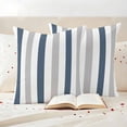 thumbnail image 3 of Blue Gray Striped Outdoor Waterproof Pillow Covers, Farmhouse Stripe Art Decorative Square Throw Pillowcase Sofa Cushion Sham for Patio/Couch/Chair, 18"x18" 2 Pack, 3 of 8