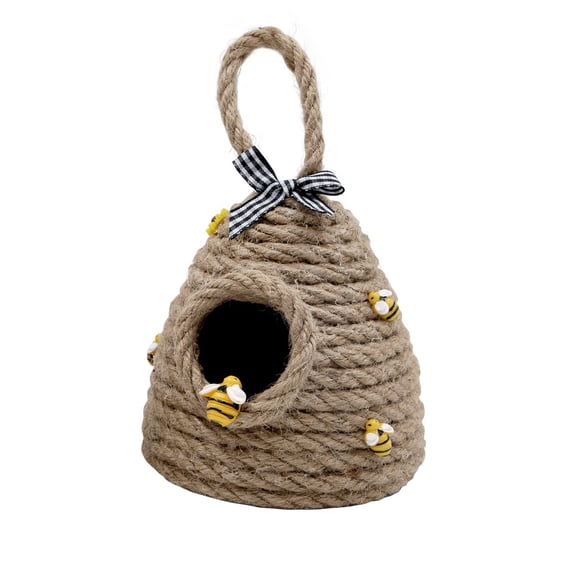 Beehive Decor Jute Hanging Bee Tiered Tray Decor Cute Handmade Honeycomb Decoration Bee Themed Party Ornament for Farmhouse Country Kitchen Bookshelf Garden