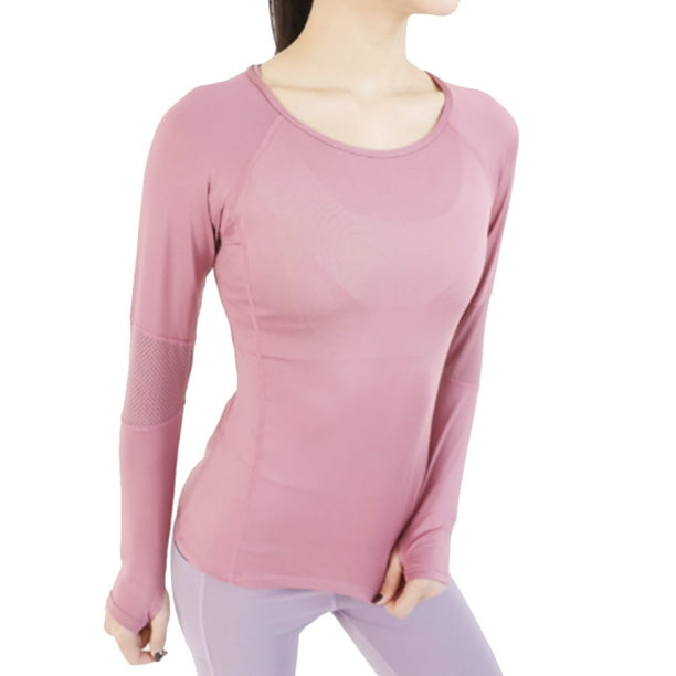 Camisas de entrenamiento de manga larga para mujer Camisas atléticas con orificio para el pulgar Camisetas sueltas activas para correr Zhivalor BST3010440-3