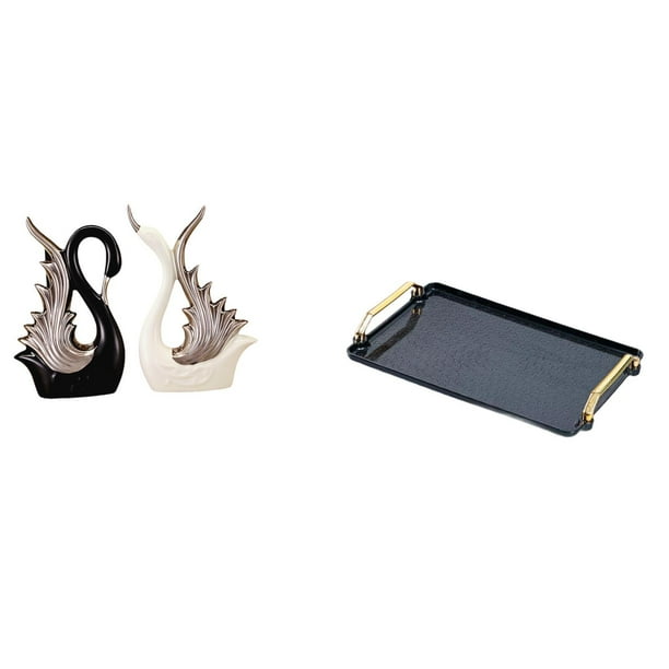 Elegante Juego De Figuras De Cisne De Cerámica Y Bandeja Decorativa Para Servir, Ideal Para El Hogar, Hotel, Bar, Escritorio, Aniversario, Chimenea, Organizador De Estantes, Pasteles,