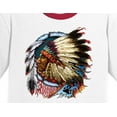 thumbnail image 2 of Mens Big Chief Dreamcatcher Biker 100% Cotton Ringer Tee Shirt, Large Navy/Gold, 2 of 5