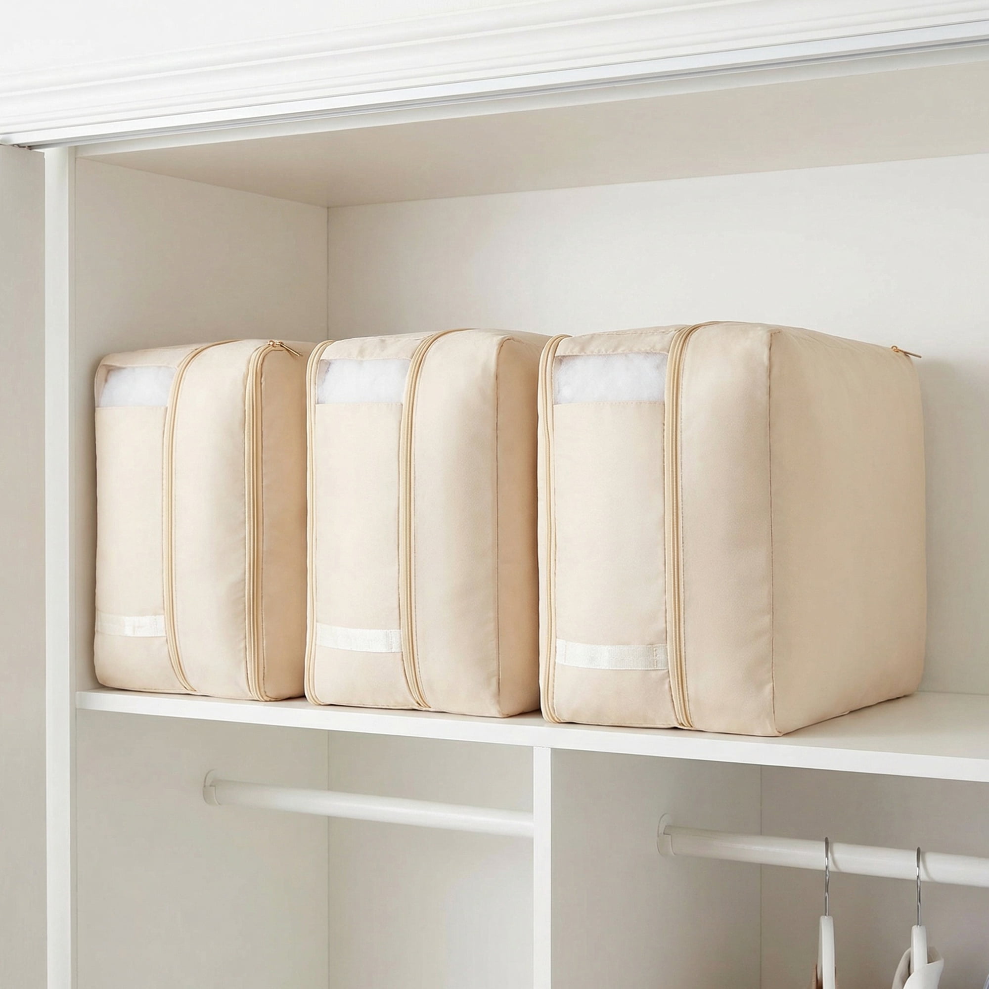 Unique Bargains Storage Bag for Organizing Closet with Handles Beige 20.5"x16.5"x11.8"